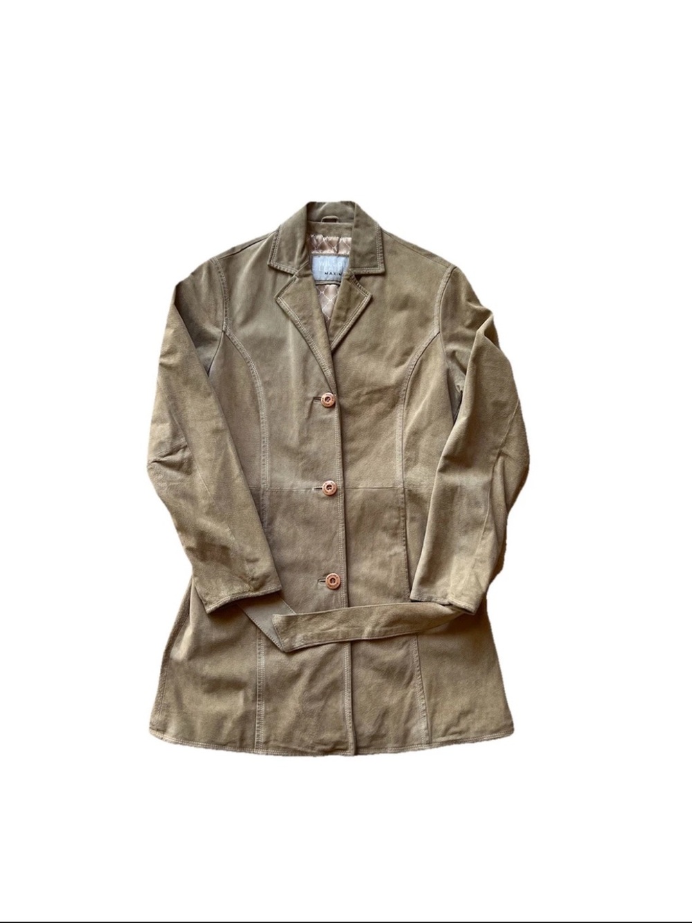 VTG Wilson's Leather Maxima Women's Tan Suede Leather Coat Size Small/ Medium